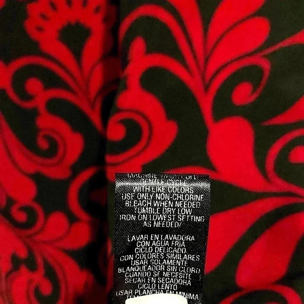 Studio 1 Petite Women’s Midi Dress Red Black Floral Sz. 14P - Picture 5 of 6